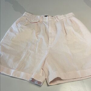 Light Pink Seersucker High-Waist Shorts